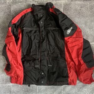 Mens First Gear Black Red Gray Nylon Padded Zip Up Motorcycle Riding Jacket Sz M